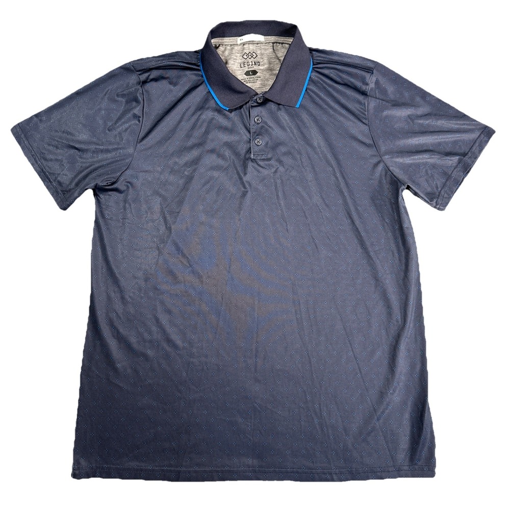 Legend Golf Polo Shirt Men's SZ L Navy Blue Extreme Stretch Performance Casual